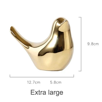 Nordic Ceramic Gold Bird Figurine Collection