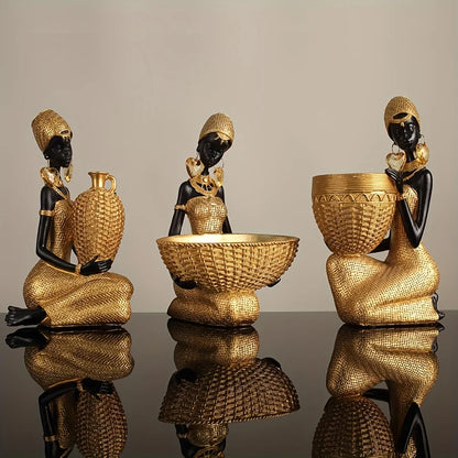 Elegant African Lady Resin Statue