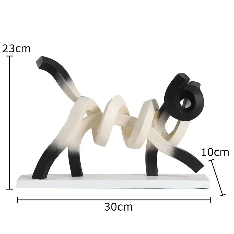 Abstract Twisted Line Cat Resin Sculpture | Desk & Home Décor