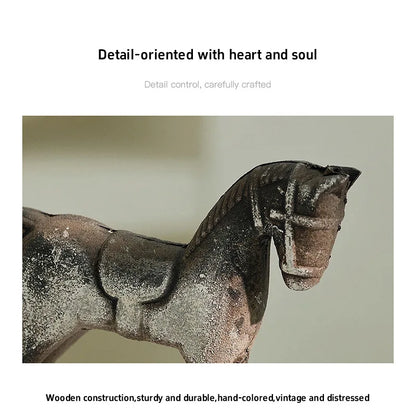 Hand-Finished Retro Wooden Rocking Horse Decor