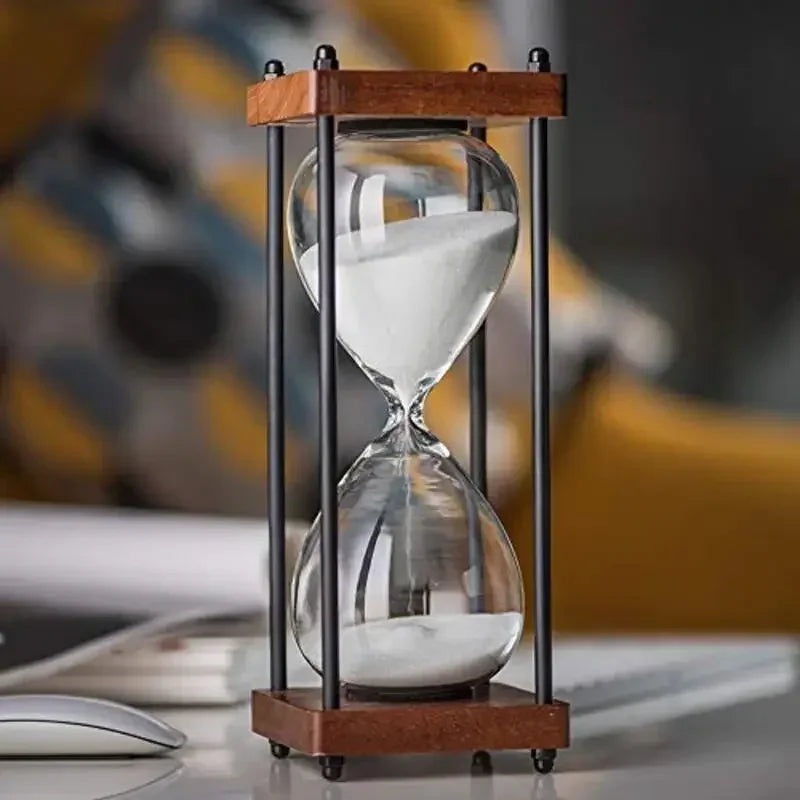 Large 60-Minute Metal & Glass Hourglass Sand Timer
