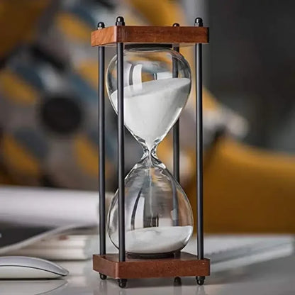 Large 60-Minute Metal & Glass Hourglass Sand Timer