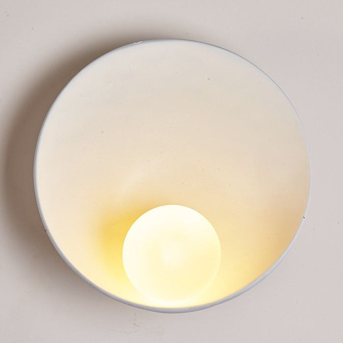 Modern Minimalist Round Wall Sconce | Resin & Iron Accent Light