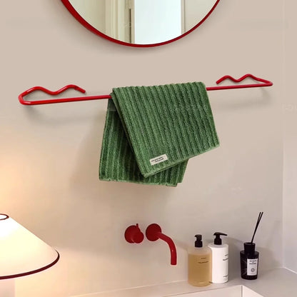 Dopamine Wave Cast Iron Wall-Mounted Towel Bar | Modern Bathroom Towel Rack Organizer