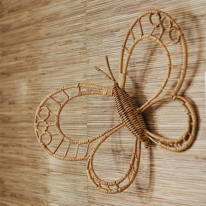 Nordic Natural Rattan Hand-Woven Butterfly Wall Ornament | Boho Home Decor