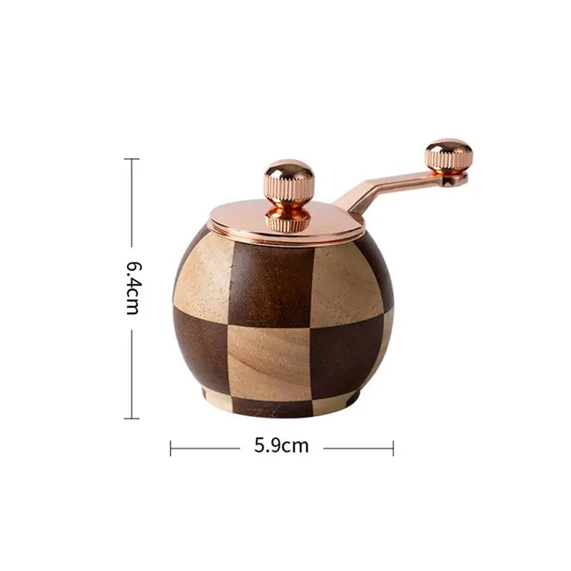 Solid Wood Checkerboard Pepper Grinder & Sea Salt Mill