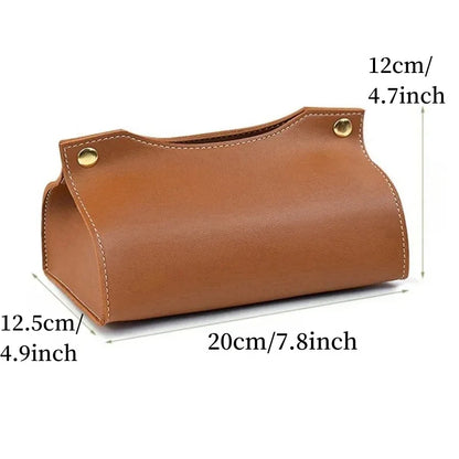 Premium PU Leather Tissue Box Holder for Home, Car & Office