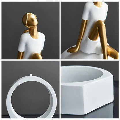 Modern Resin Reading Girl Sculpture