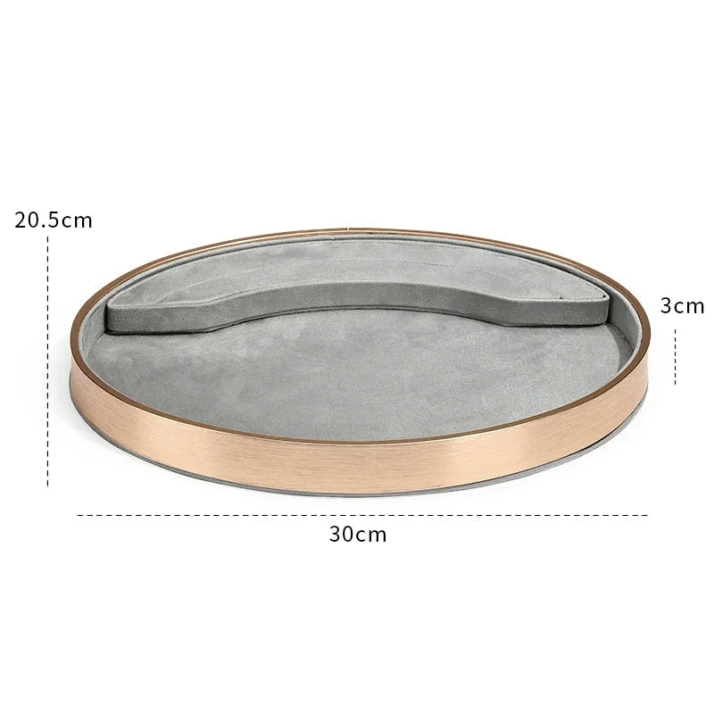 Oval Metal & Velvet Jewelry Organizer Tray