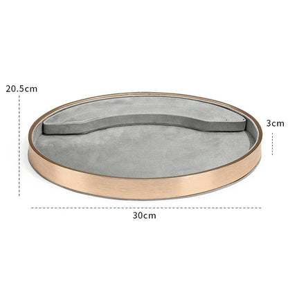 Oval Metal & Velvet Jewelry Organizer Tray