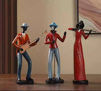 Retro Bookshelf Band Figurines - Cute Cartoon Home Decor Gifts