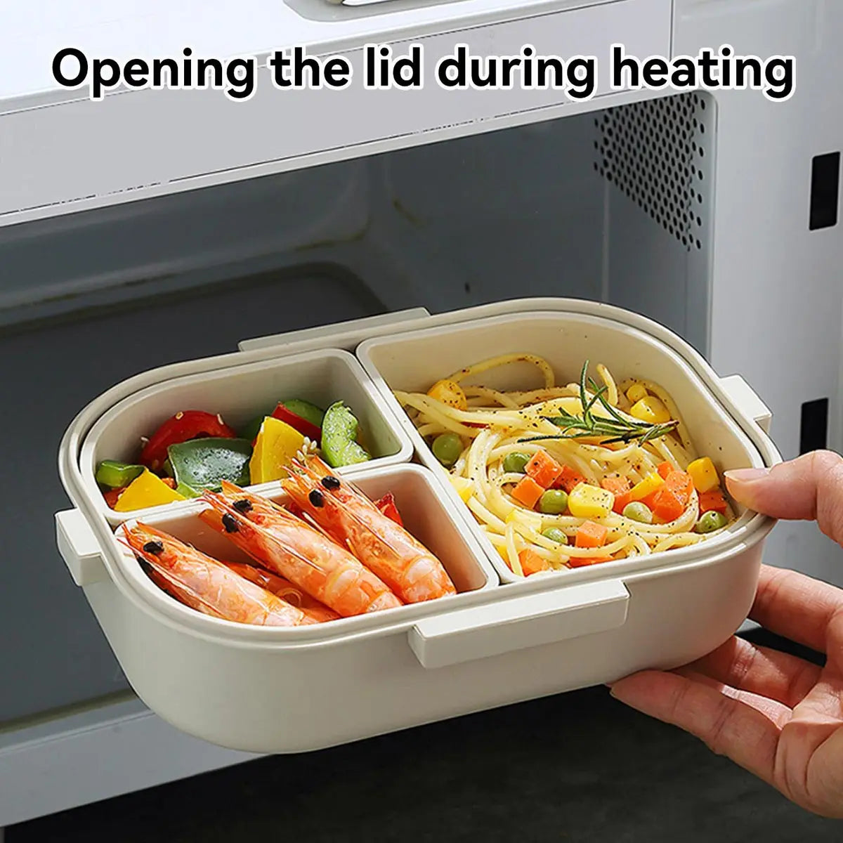 Bento Lunch Box 800ml Leak Proof - Portable Food Container with 3 Removable Compartments for Kids, School, Work, Travel