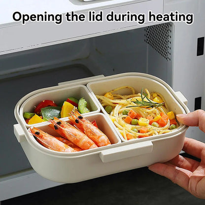Bento Lunch Box 800ml Leak Proof - Portable Food Container with 3 Removable Compartments for Kids, School, Work, Travel