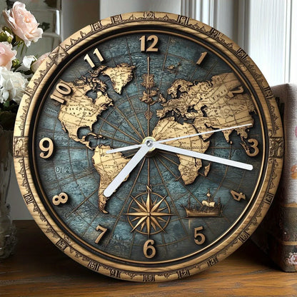 Sailboat Theme Vintage Round Wooden Wall Clock