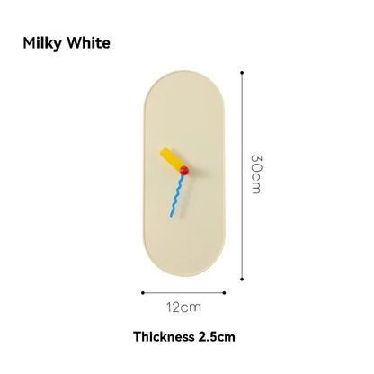 Nordic Dopamine Minimalist Oval Wall Clock | Silent Battery-Powered Home Decor
