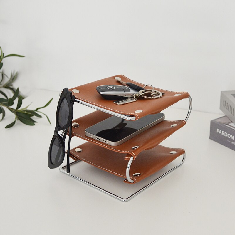 Leather and Metal Storage Organizer