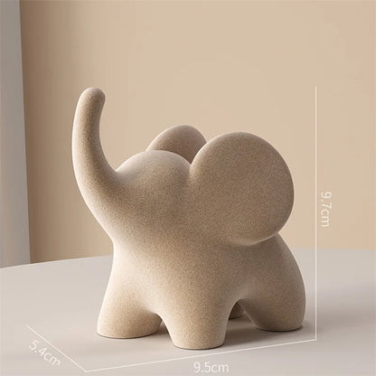 Flocked Elephant Figurines