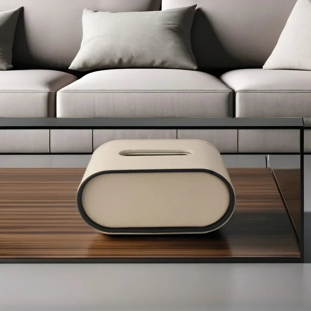 Light Luxury Oval Leather Tissue Box Cover