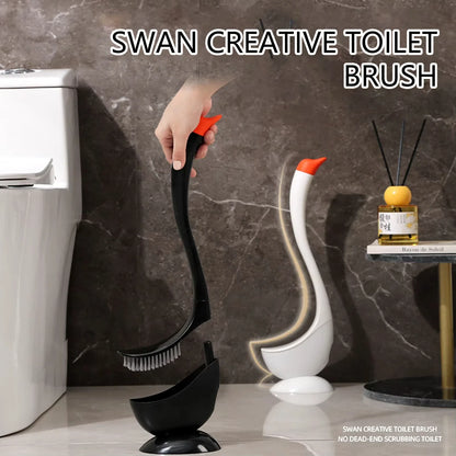 Elegant Swan-Shaped Toilet Brush & Holder Set