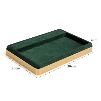 Oval Metal & Velvet Jewelry Organizer Tray