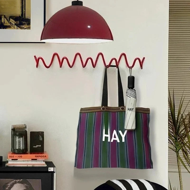 Creative Wave Iron Wall-Mounted Coat Rack | Minimalist Multi-Hook Clothes Organizer