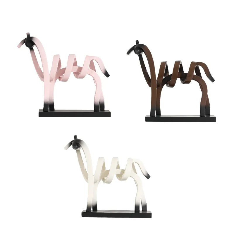 Abstract Hollow Line Horse Resin Sculpture