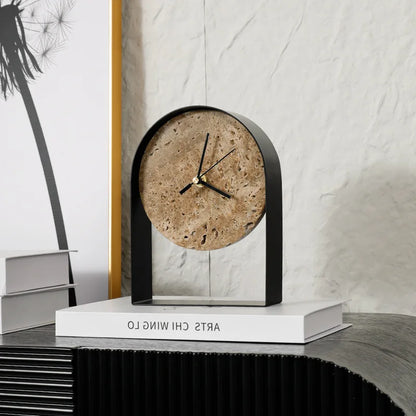 Luxurious Modern Marble & Metal Desk Clock