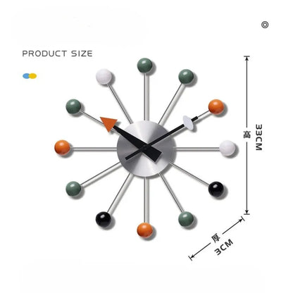Modern Silent Pop Colour Ball Wall Clock