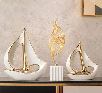 Luxury Ceramic Sailboat Sculpture