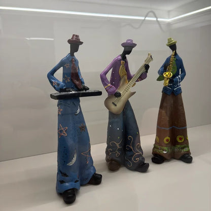 Retro Bookshelf Band Figurines - Cute Cartoon Home Decor Gifts