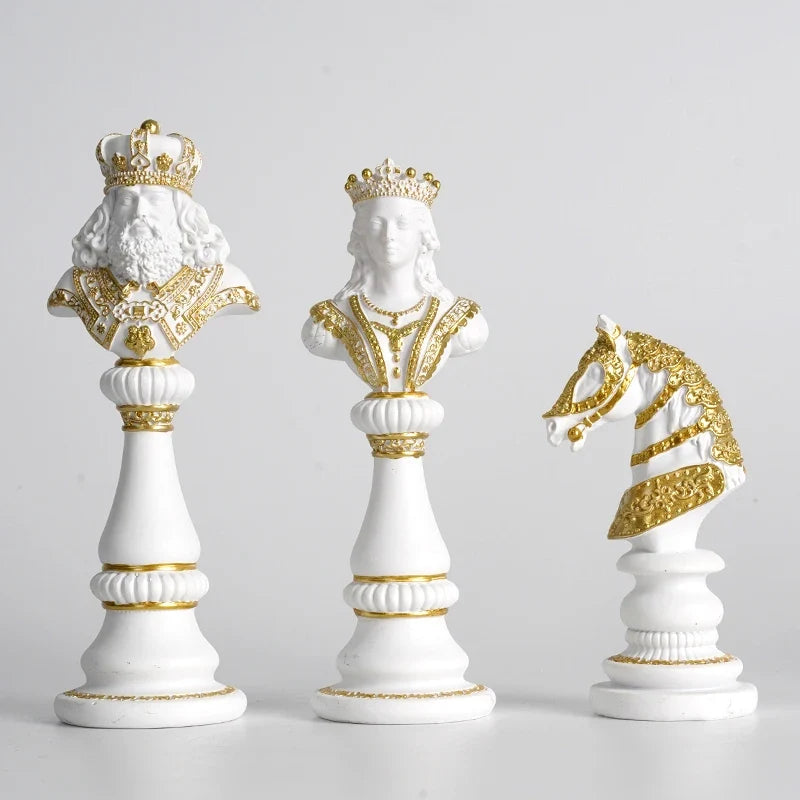 Elegant Resin Chess Piece Sculptures
