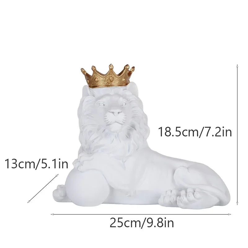 Golden Crown Lion King Statue