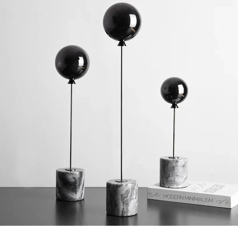 Minimalist Balloon Sculpture with Marble Base