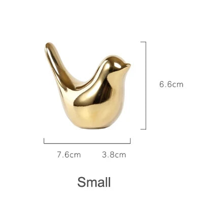 Nordic Ceramic Gold Bird Figurine Collection