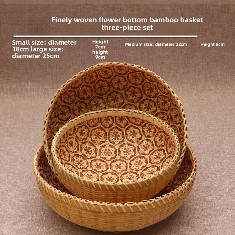 Round Hand-Woven Bamboo Storage Basket