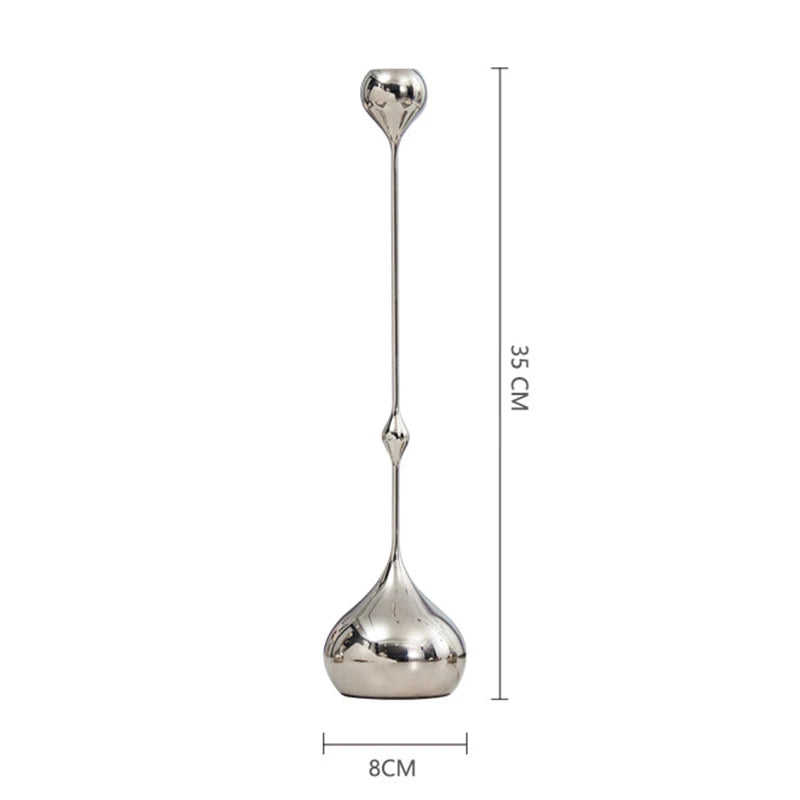 Stainless Steel Metal Candlestick Holder Romantic Table Decoration