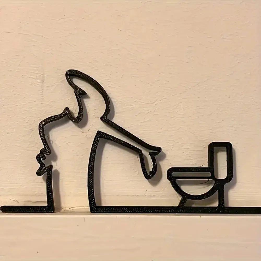 Modern Metal Bathroom Corner Art Sign