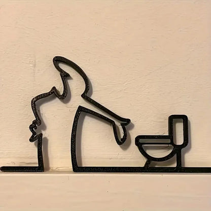 Modern Metal Bathroom Corner Art Sign
