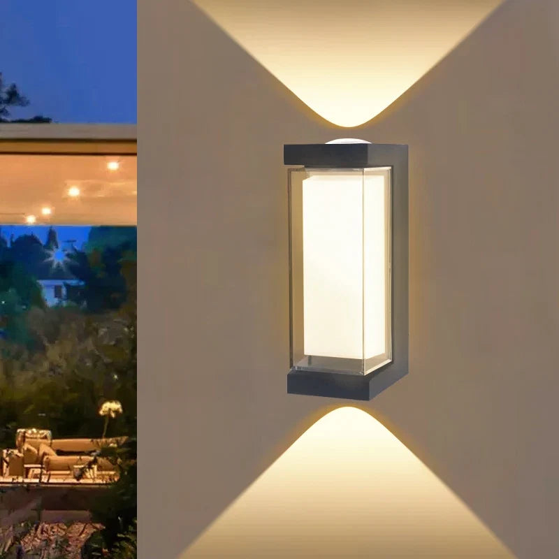 Waterproof LED Wall Light Up and Down - Indoor and Outdoor Sconce for Courtyard, Hallway, Patio, Symmetrical Beam Lighting