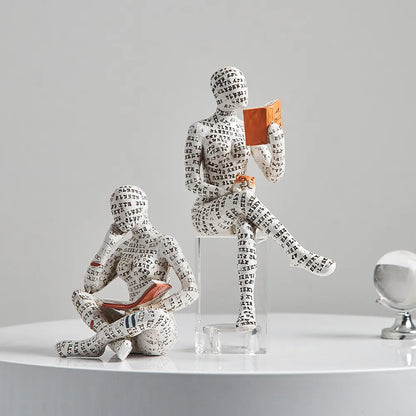 Contemplative Readers Modern Abstract Figurine