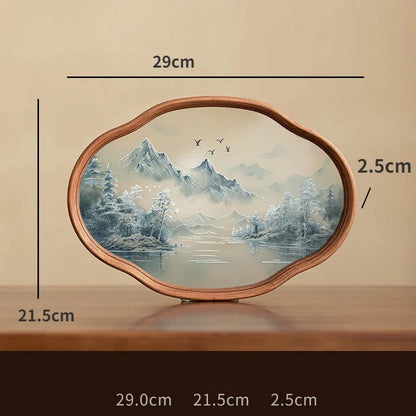 Bamboo Wood and Glass Tea Tray