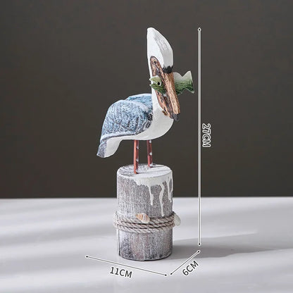 Hand-Carved Nautical Bird Figurine