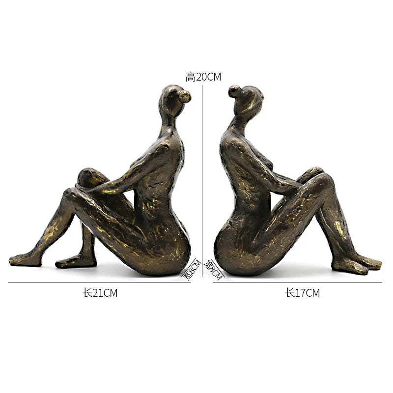 Modern Thinker Girl Statue - Abstract Character Home Decor