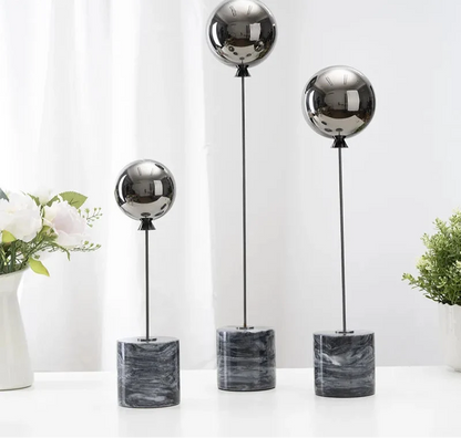 Minimalist Balloon Sculpture with Marble Base