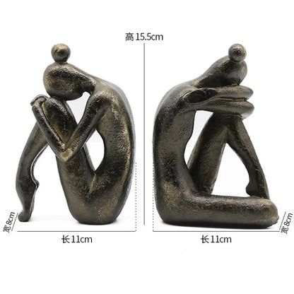 Modern Thinker Girl Statue - Abstract Character Home Decor