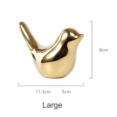 Nordic Ceramic Gold Bird Figurine Collection