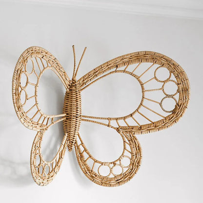 Nordic Natural Rattan Hand-Woven Butterfly Wall Ornament | Boho Home Decor