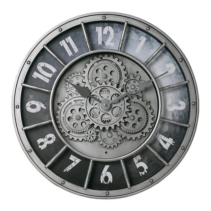 Oversized Industrial Moving Gear Roman Numeral Wall Clock