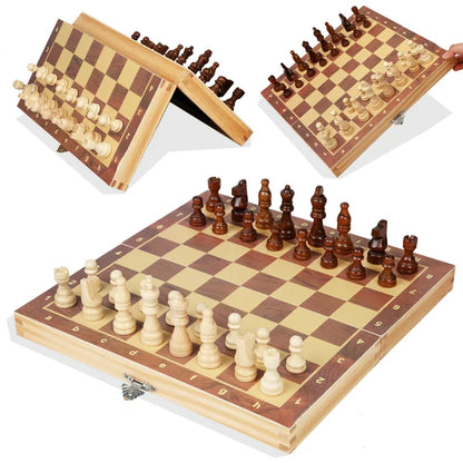 Magnetic Wooden Folding Chess Set with Interior Storage