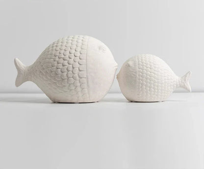 Black and White Ceramic Fish Sculpture